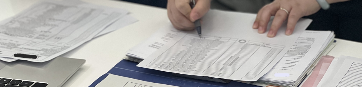 Bureau Veritas auditor reviewing company and shipment records at Apter Power