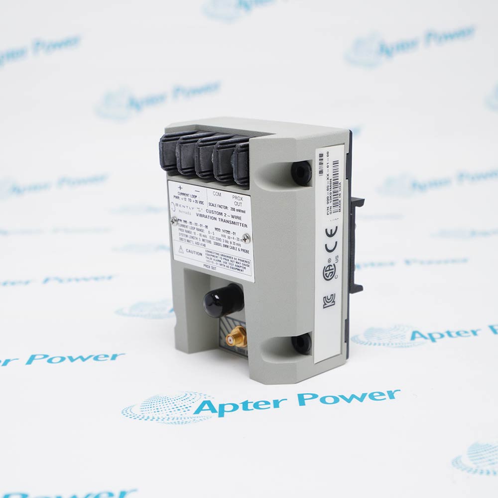 Bently Nevada 990-05-XX-01-00 MOD:147202-01 transmitter, product label and enclosure