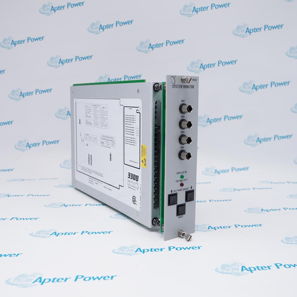 Bently Nevada 3300/03 3300 system monitor module, showing electronic board layout and connector section