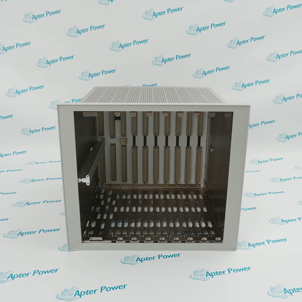 Bently Nevada 3500/05-02-04-00-00-01 rack chassis with rear connection area and industrial mounting hardware