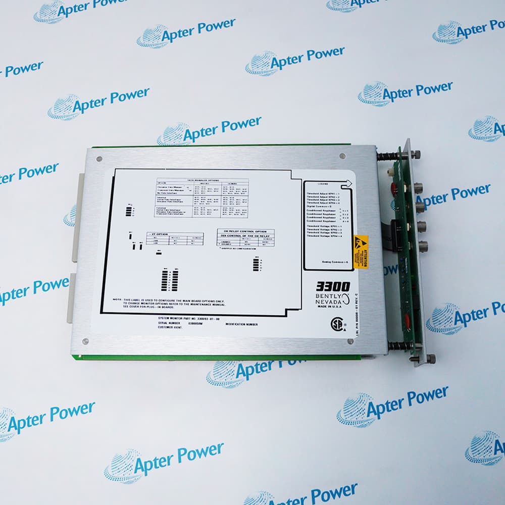 Bently Nevada 3300/03-01-00 3300 system module, showing circuit board components and connector area