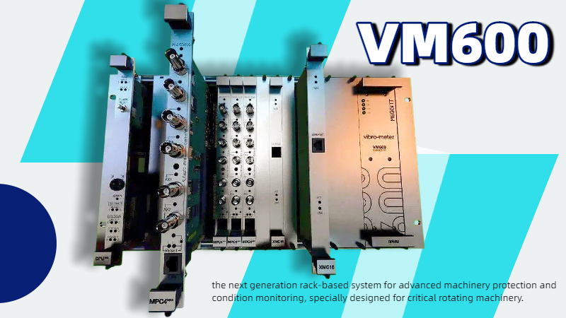 A modular VM600 rack-based system showcasing its various plug-in cards and connectors on a promotional graphic.