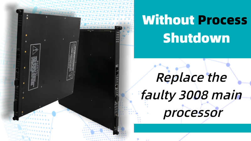 Two black industrial main processor modules floating side-by-side to illustrate a replacement procedure.