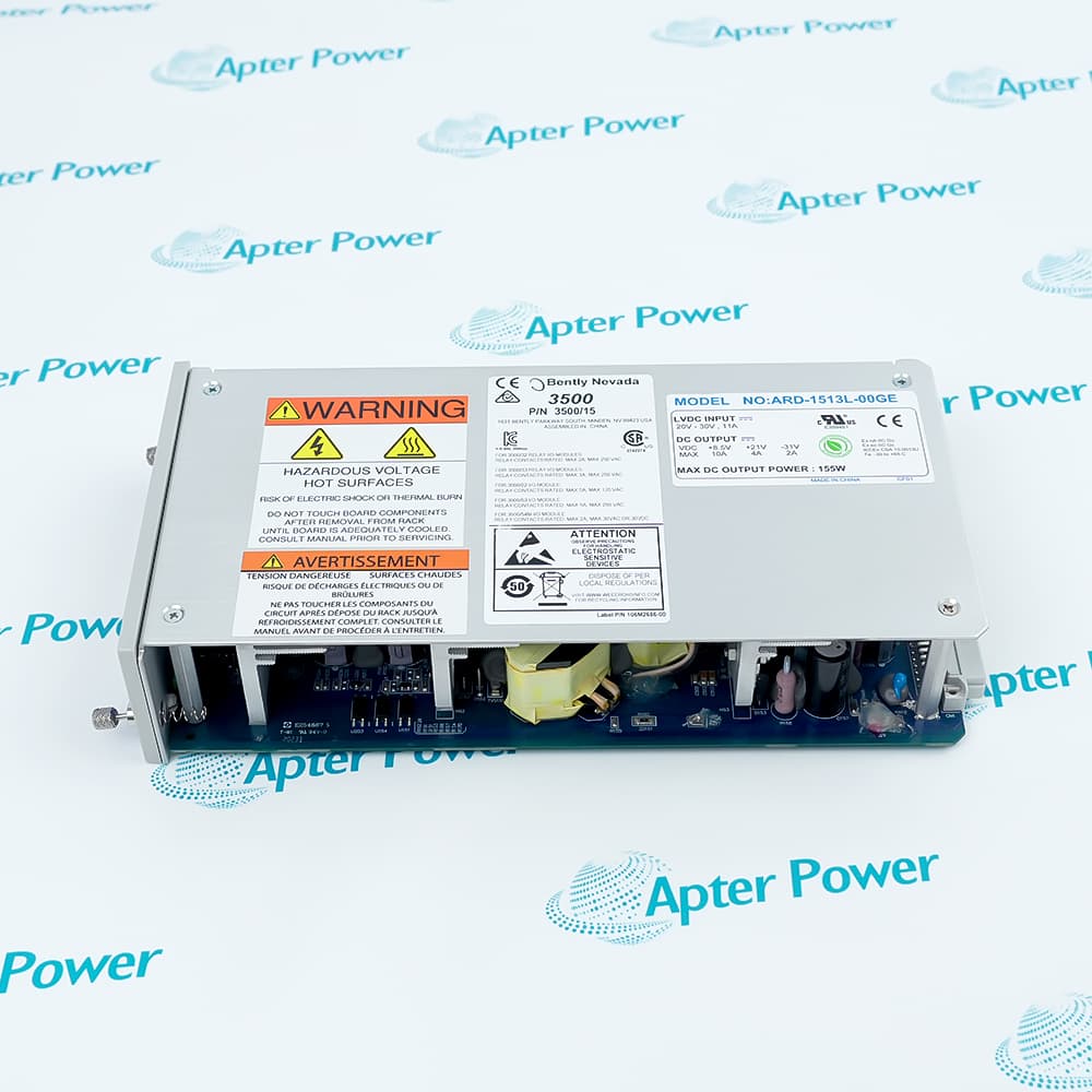 Bently Nevada 3500/15 114M5330-01 rack power supply with labeled front panel, indicator lights, and extraction handle