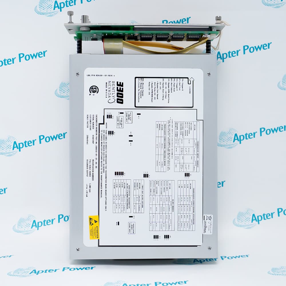Bently Nevada 3300/50-02-01-00-00 monitor module, showing front panel label and control details