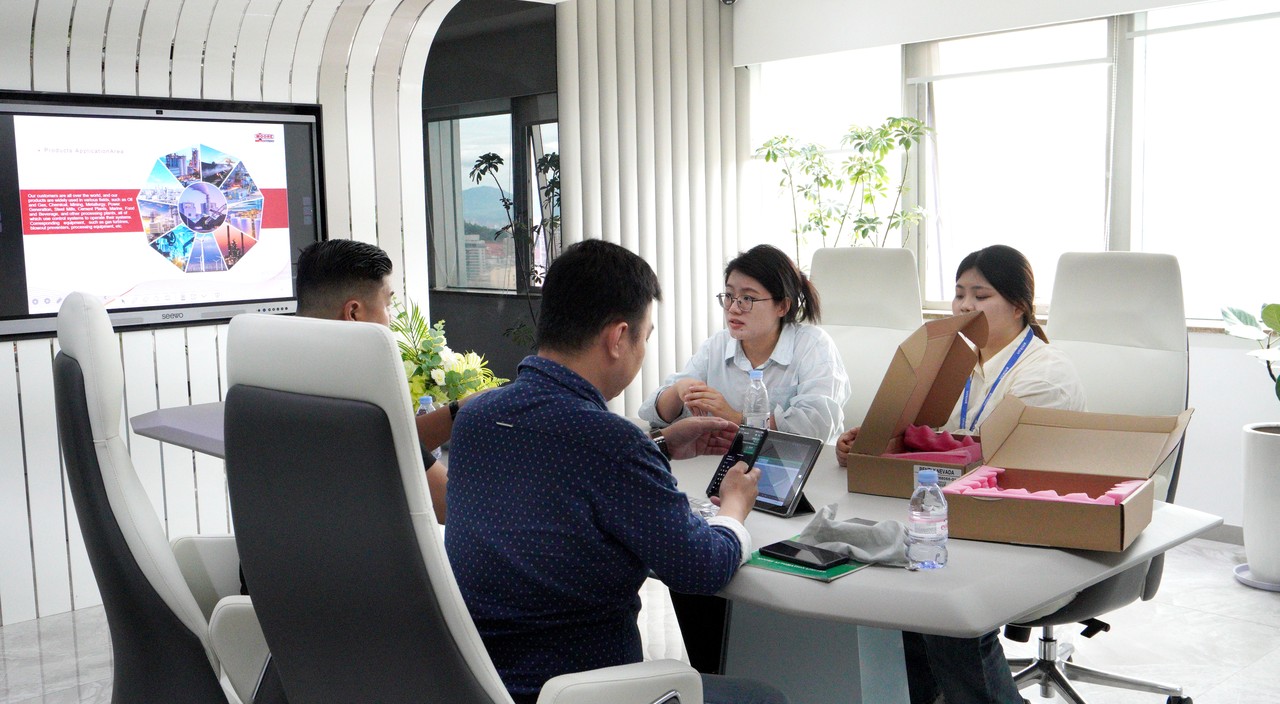 The Indonesian customer and Apter Power team reviewing Bently Nevada modules during the on-site visit