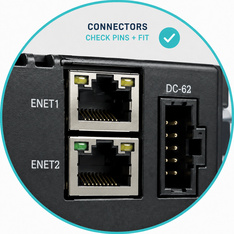 IS220PDIOH1A Ethernet and power connector inspection