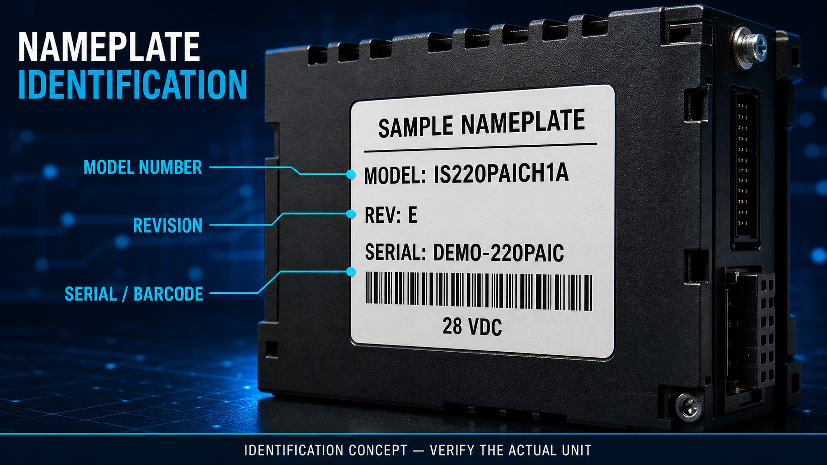 IS220PAICH1A sample nameplate identification guide