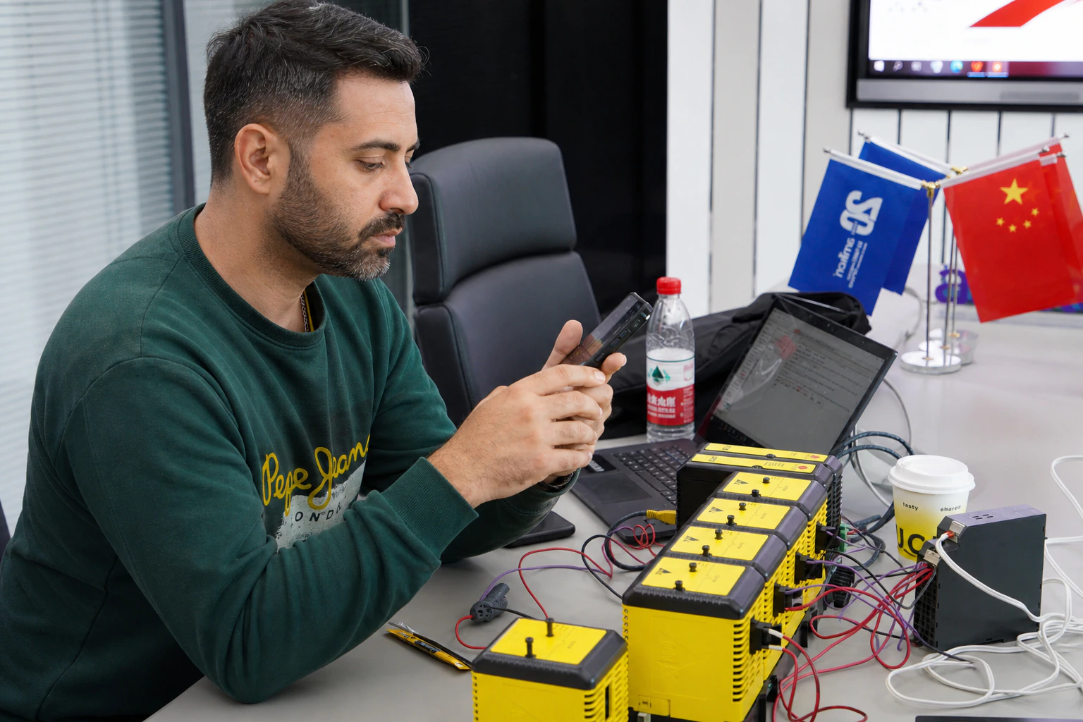 Customer documenting Emerson SLS1508 equipment during acceptance testing